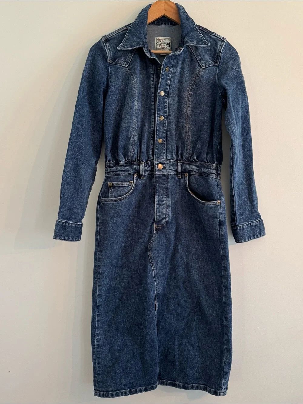 Tecovas Women's Long Sleeve Denim Midi Dress Size Small